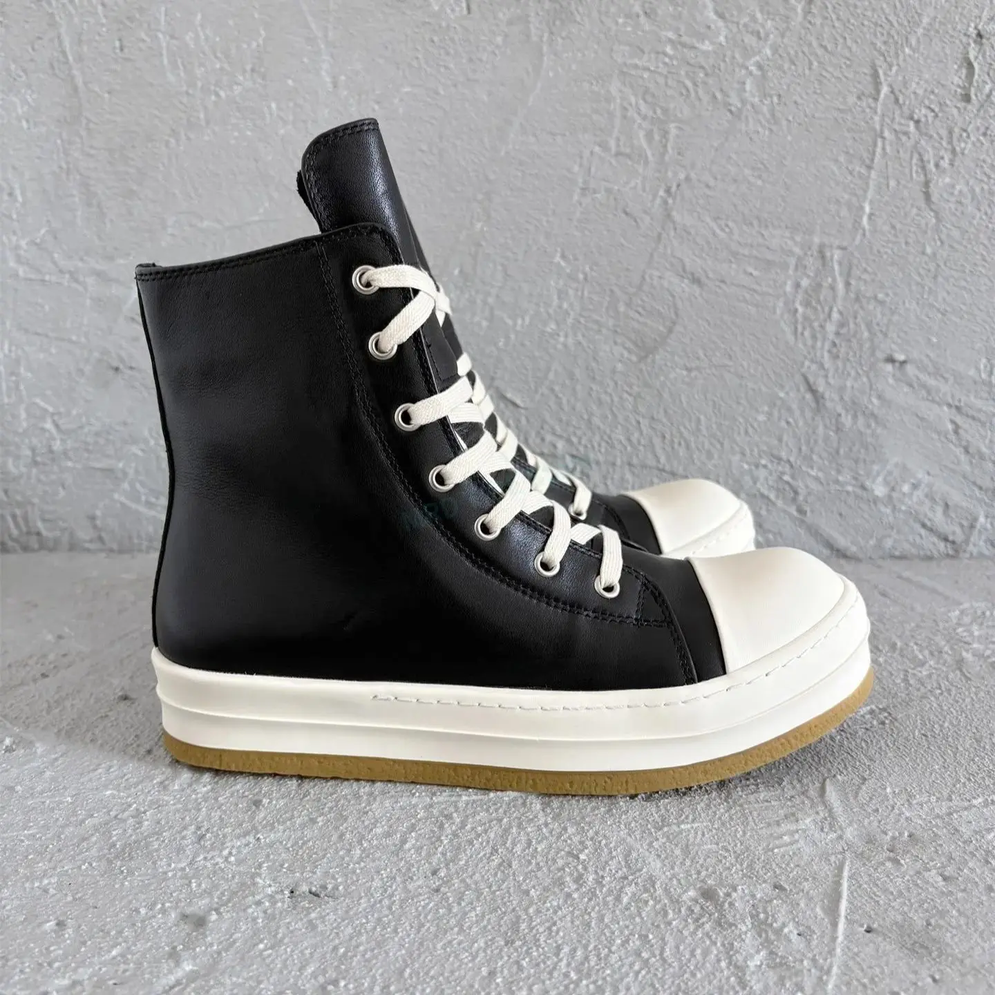 

Brand Men Casual Shoes Genuine Leather Double Sole High Top Ankle Women Shoes Retro Vintage Luxury Designers Black Boots