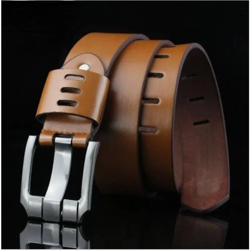 เข็มขัดหนังแท้แบบใหม่สำหรับผู้ชาย, เข็มขัดหนังหรูหัวเข็มขัดโลหะผสมชายแฟชั่นวินเทจสายรัดเอวนุ่มเข็มขัดหนังเทียมขนาด110ซม.