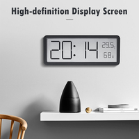 LCD Screen Digital Wall Clock Time Temperature Humidity Display Electronic Clock Hanging Desktop Digital Clock Battery Powered