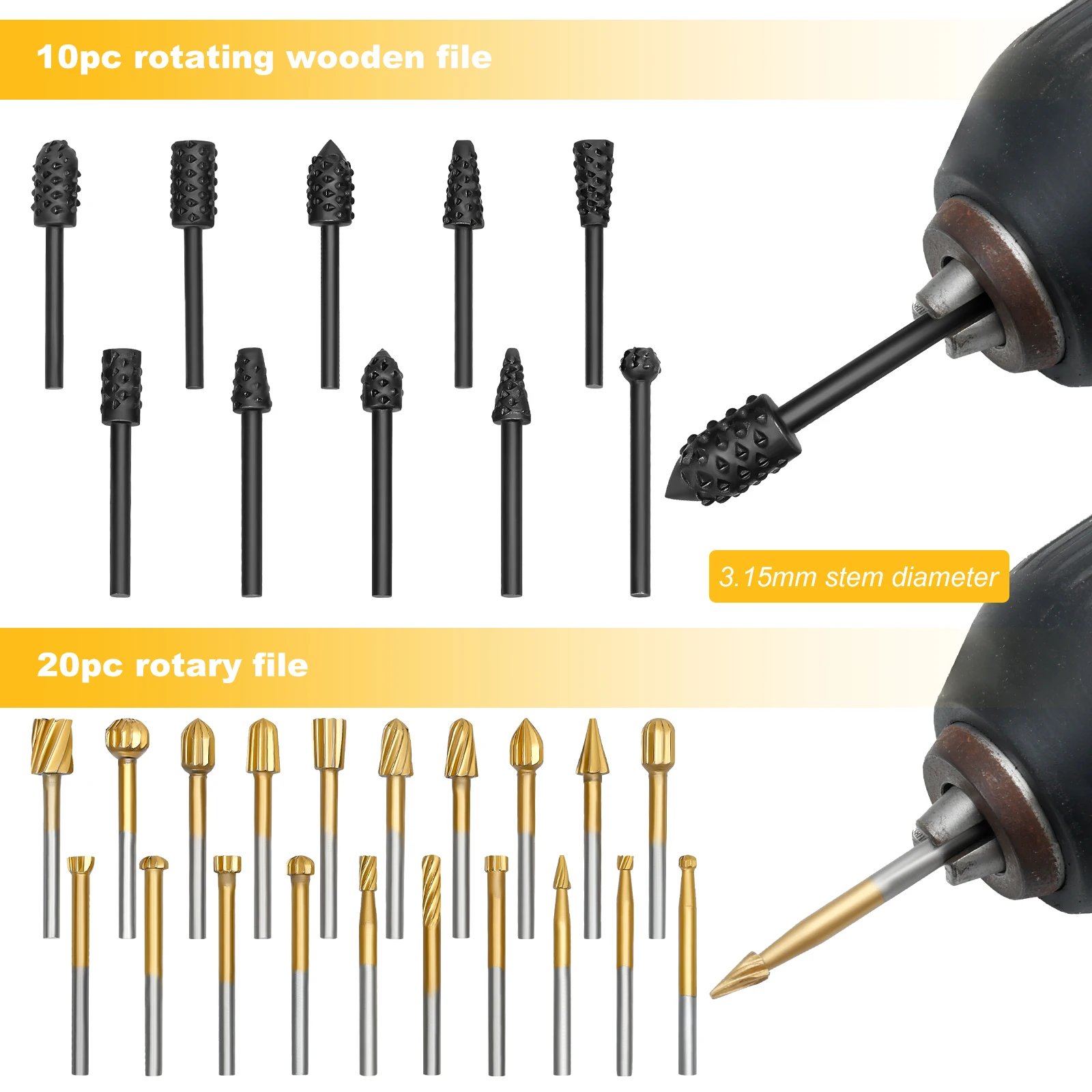 

30Pcs HSS Router Carbide Engraving Bits Rotary Wood Carving Cutter Set for DIY Woodworking, Carving, Sculpting, Engraving, Drill