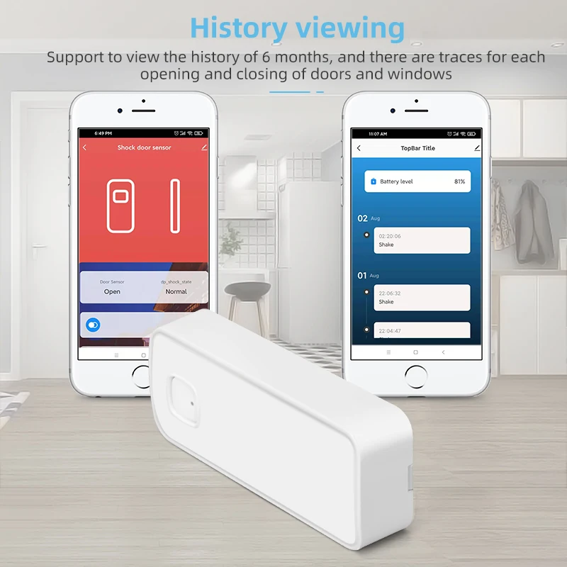 Tuya ZigBee Smart Shock Tür sensor Vibrations tür Magnets ensor Smart Shock Sensor Smart Tür sensor zwei in einem