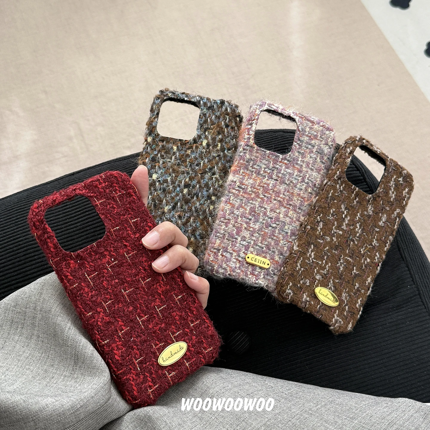 

Korean Stylish Plush Soft Phone Case For iPhone 16 15 14 13 Pro Max Winter New Fashion Colorful Flannel Shockproof Back Cover