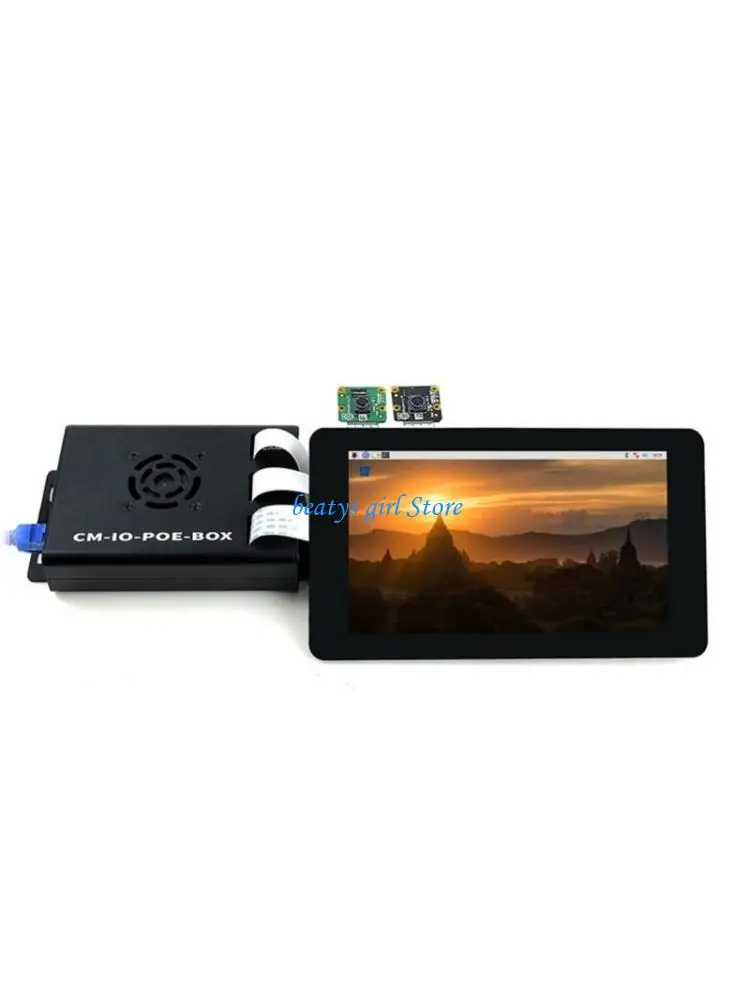 

C7AB Mini Host Module POE Metal Box for RPi CM3/3+ Compute Module with Cooling Fan