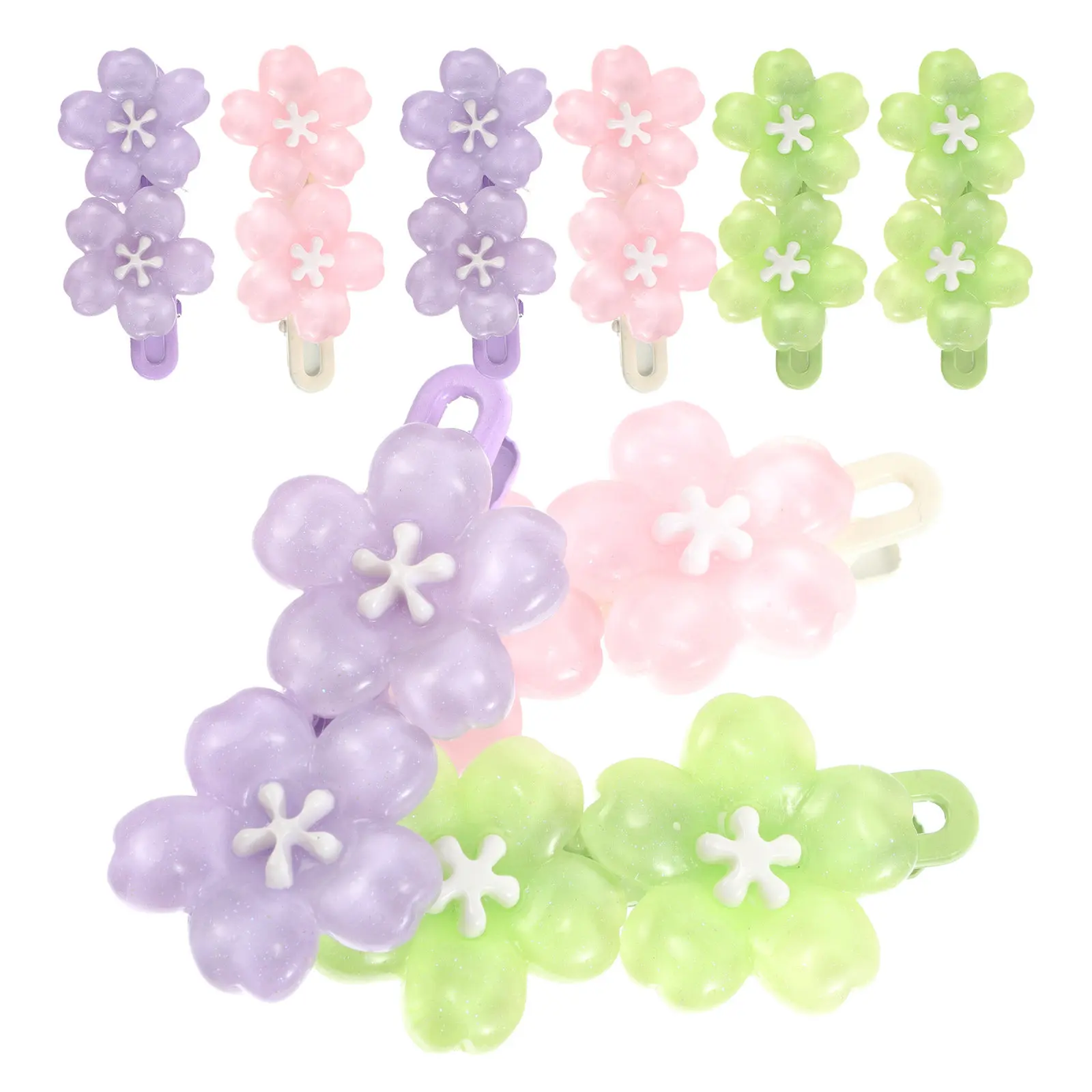 

9Pcs Flower Hair Clips Light Green Floral Side Clips Summer Style Sweet Women Teens Casual Hair Accessories