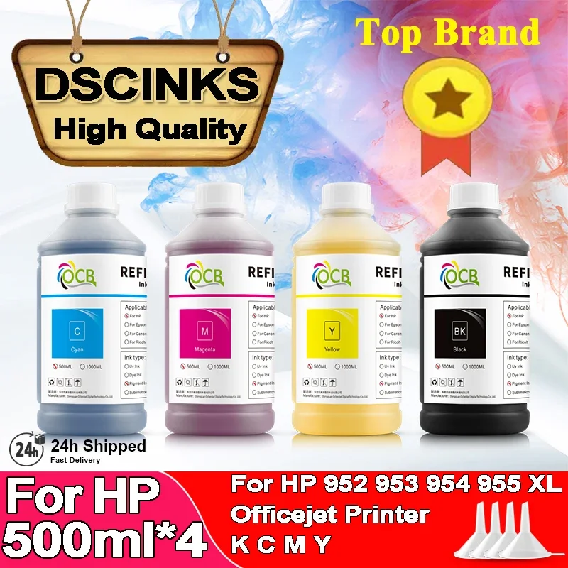 500ML*4 Pigment Ink For HP 952 953 954 955 XL OfficeJet Pro 7720 7740 8710 8715 8720 8730 8740 8210 8216 8725 Printer Refill Ink