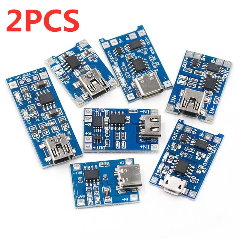 

2PC TP4056 With Protection Dual Functions 5V Mini Micro TYPE-C USB 18650 Lithium Battery Charging Board Charger Module 1A Li-ion