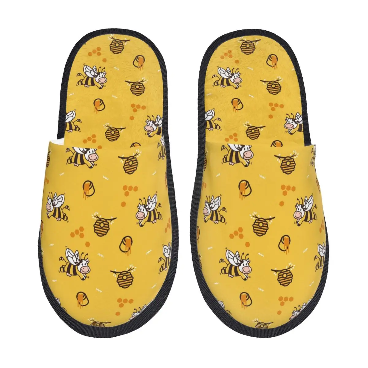 

Тапочки женские с индивидуальным принтом: веселые мультяшные коровы и пчелы, мягкие, теплые, с эффектом памяти, пушистые, для дома и улицы