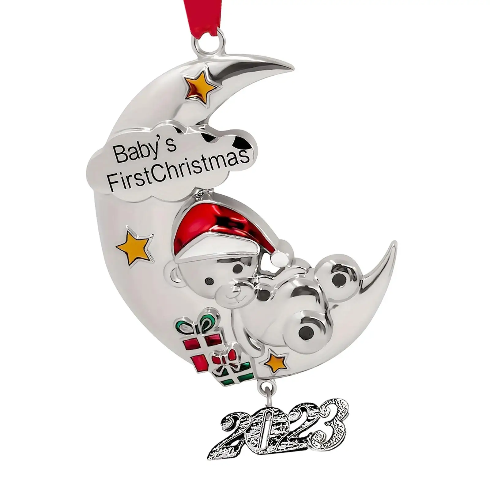 Первый Рождественский кулон для новорожденного подвесной медведь на Луне Рождественское украшение 2023 для девочек новые родители для мальчиков и малышей