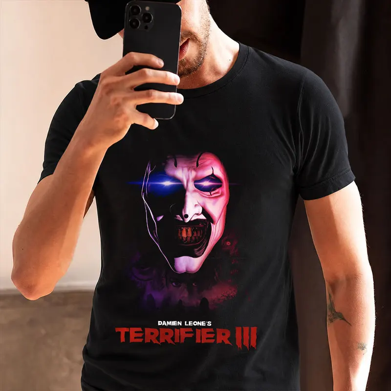 Retro Horror Movie Terrifier Art The Clown Killer Scary Halloween Gift T Shirt 0912 Short Sleeve Graphic clothes All size tops