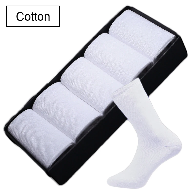 

MOJITO,5 Pairs Pack, White Adult Men Long Socks Cotton High Quality Summer Women Classic Socks 48 Size