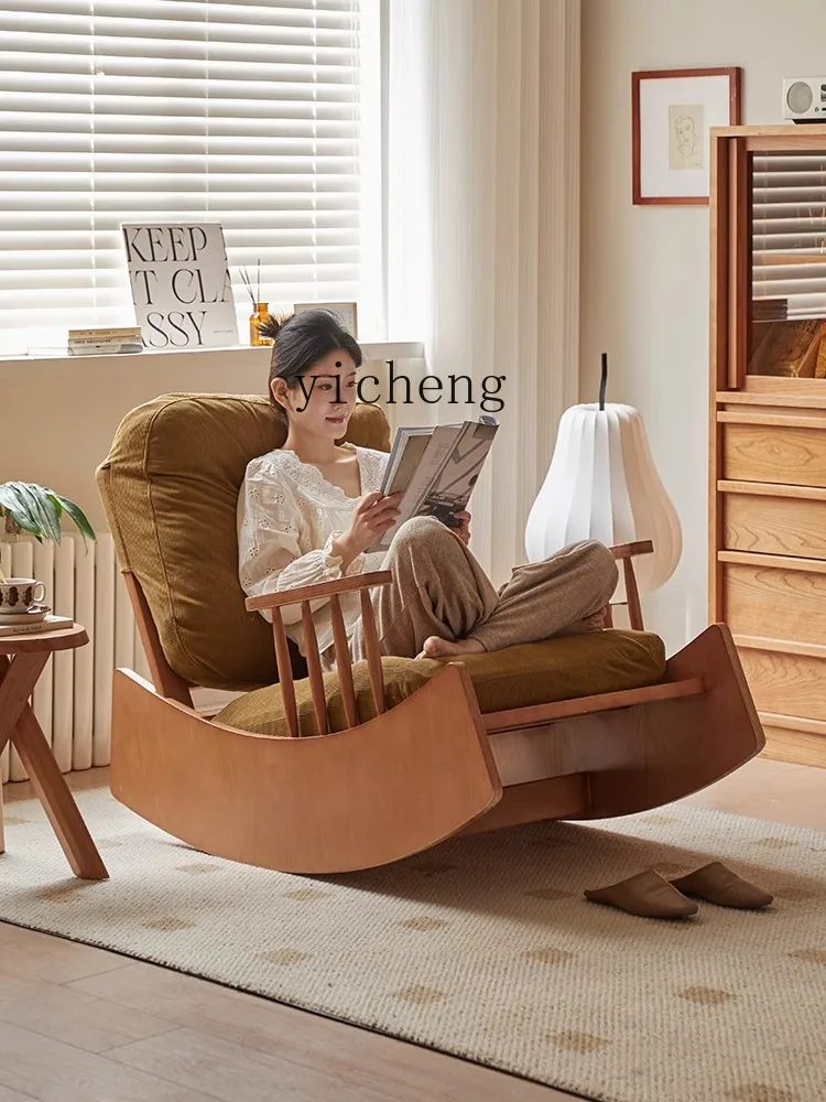 Tqh Leisure Rocking Chair Retro Internet Hot Designer French Lazy Recliner Mid-Ancient Single Sofa