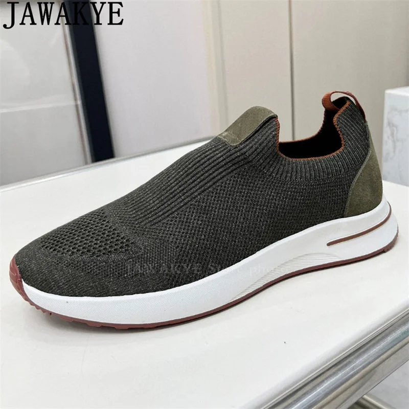 Men Knited Loafers Sneakers Shoes Multicolour Casual Comfortable Flat Shoes Classics Hot Sale Italian Brand Trainers Walk Shoes