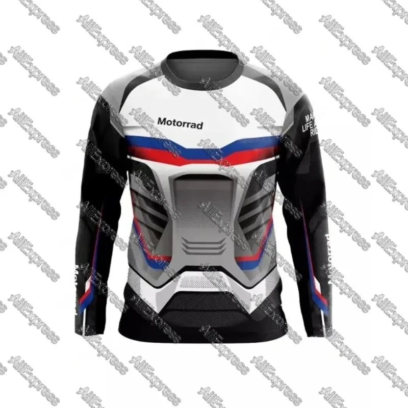 

BMW Racing Мотоциклы Автомобили Спортивные футболки с длинными рукавами и круглым вырезом Дышащая и быстросохнущая одежда для мужчин и женщин