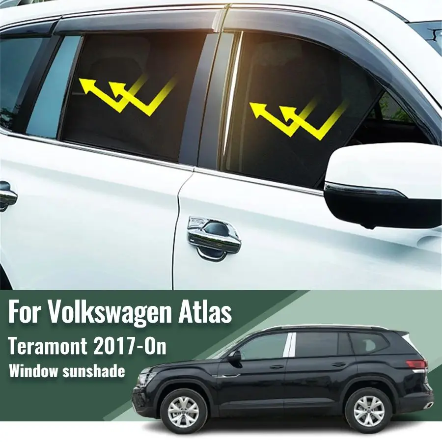 

Для Volkswagen VW Atlas SE Teramont 2017-2023 Магнитный автомобильный солнцезащитный козырек, передняя рамка для лобового стекла, занавеска на заднее боковое окно, солнцезащитные козырьки