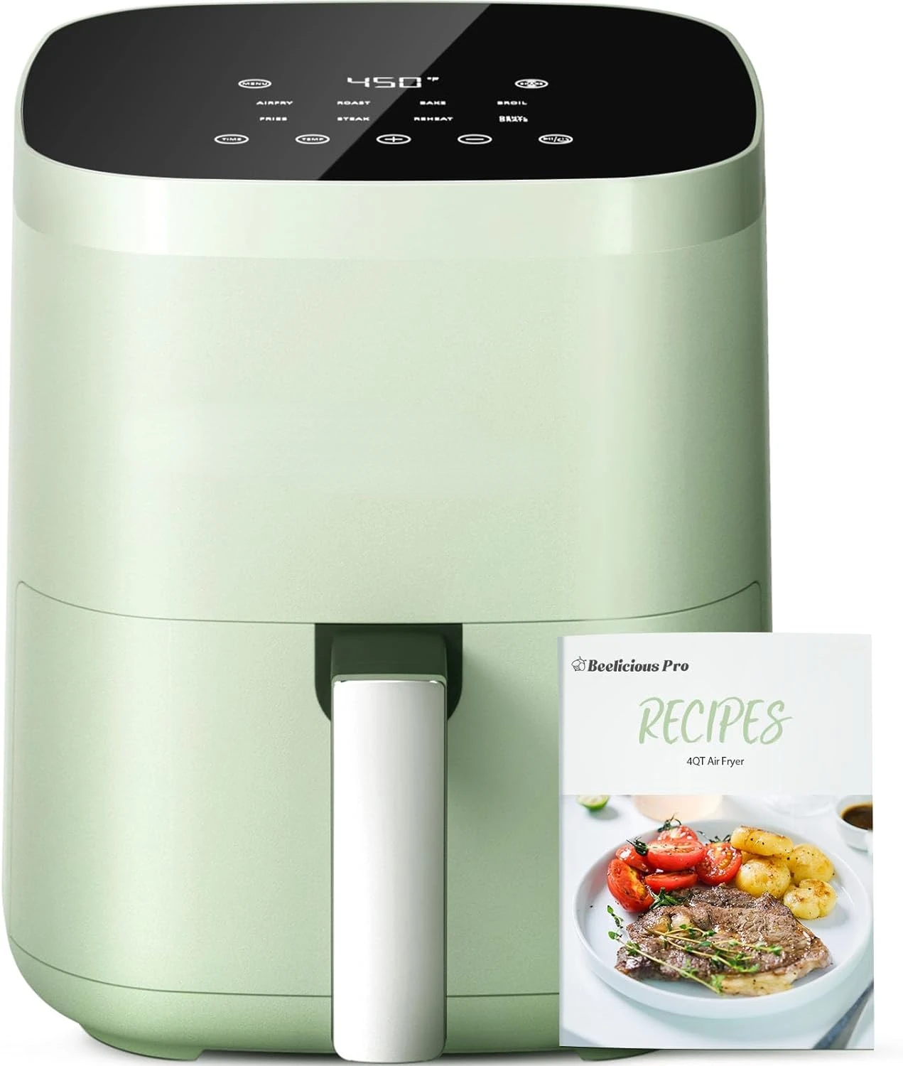 

Фритюрница вельмишью®8 в 1 Smart Compact 4QT Air фритюрница, напоминание о вибрации, 450 °F цифровая аэрофритюрница с технологией блокировки вкуса, закаленная