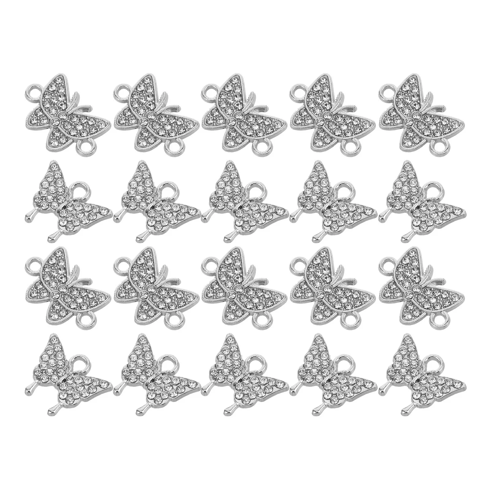 

20Pcs Metal Butterfly Pendants Enamel Alloy Spacer Charms for Bracelet Necklace Earrings DIY Jewelry Making Craft Kit Silver