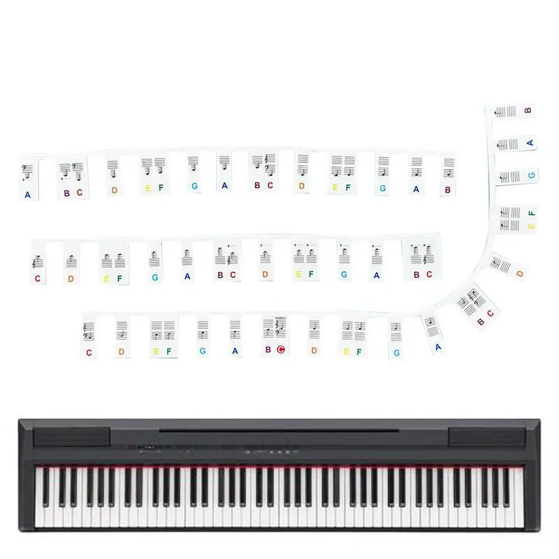 88 Keys Removable Piano For Key Labels Piano Keyboard Stickers Piano Rake Notes Marker Overlay For Piano Fingering Guide