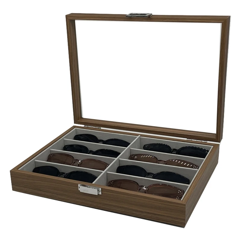 1 Piece Walnut Wood Sunglasses Storage Display Box Eyeglass Organizer Collector Jewelry