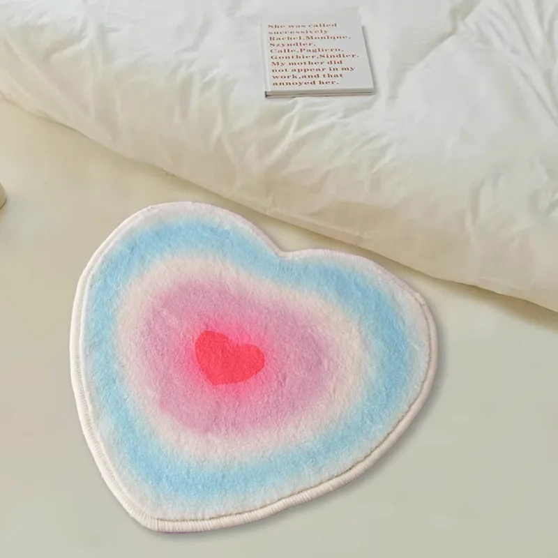 

Japan Korean Fashion Heart Shaped Carpet Y2k Girls Room Decor Cute Bow Non Slip Floor Mat Home Accessories Aesthetic Small Rugs