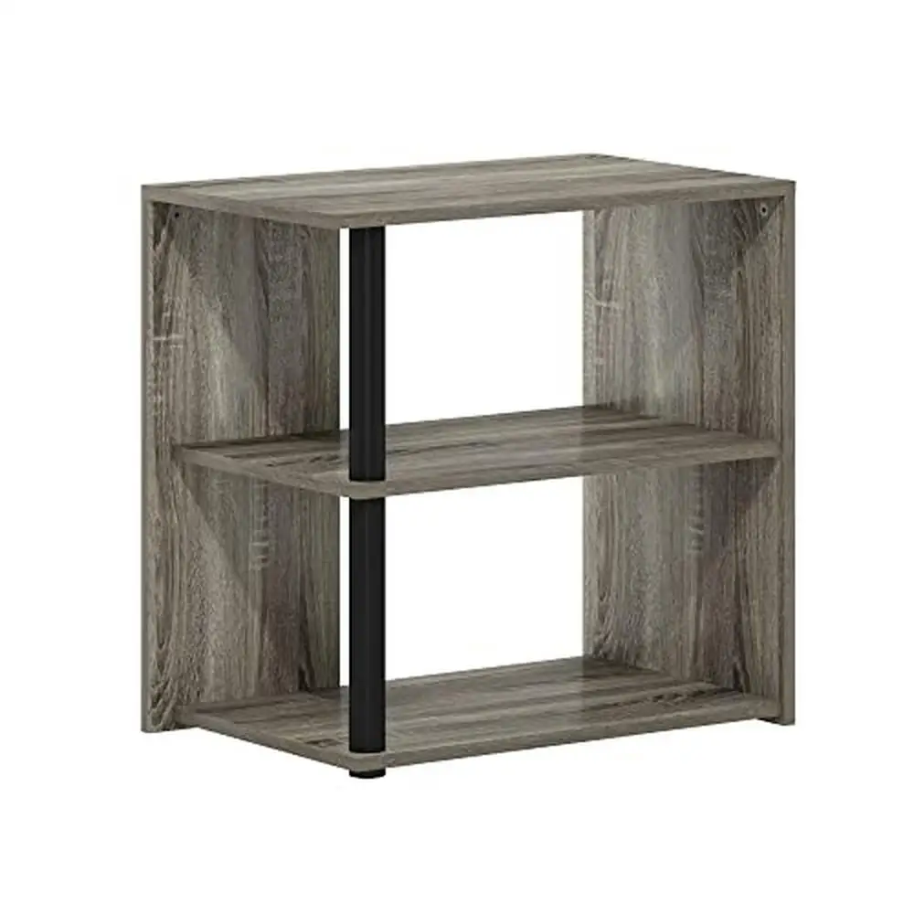 

Contemporary 2-Tier End Table Space Saving Sturdy Durable Freestanding Shelf Tiered Shelf Rectangular French Oak/Black 11.73"D x