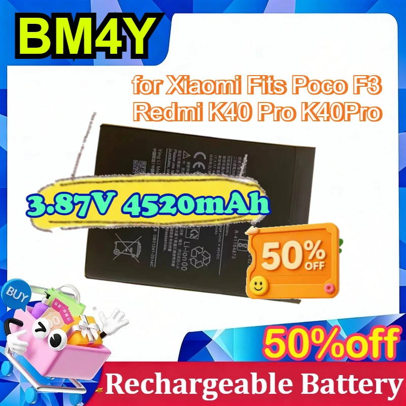 

BM4Y for Xiaomi Fits Poco F3 Redmi K40 Pro K40Pro 3.87V 4520mAh Mobile Phone Battery with Tools