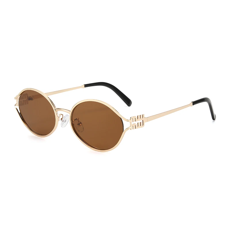 1-2 STKS Nieuwe Mode Merk Zonnebril Retro Kleine Frame Vrouw Man Metalen Cat Eye Bril Shades UV Bescherming Zonnebril met Doos