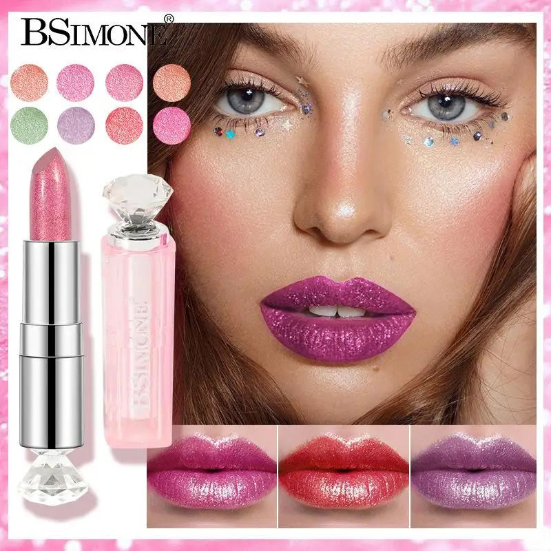 BSIMONE Moisturizing Lipstick Long-Lasting Shine Pearl Glitter Shimmer Lip Gloss Lip Glaze Essential For Daily Makeup