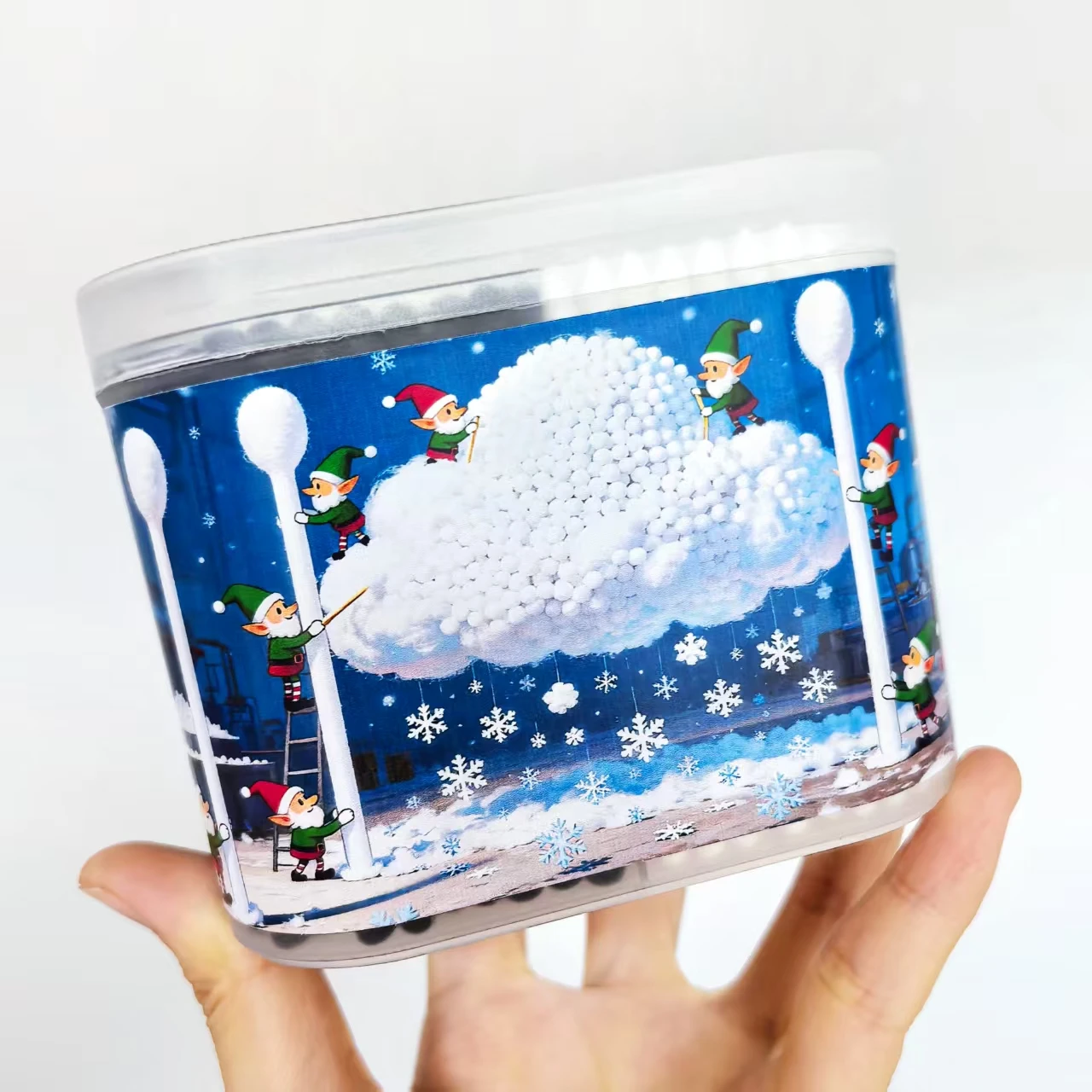 300개 크리스마스 드워프 테마 면봉, 양면 흑백 면봉, 축제 선물 면봉