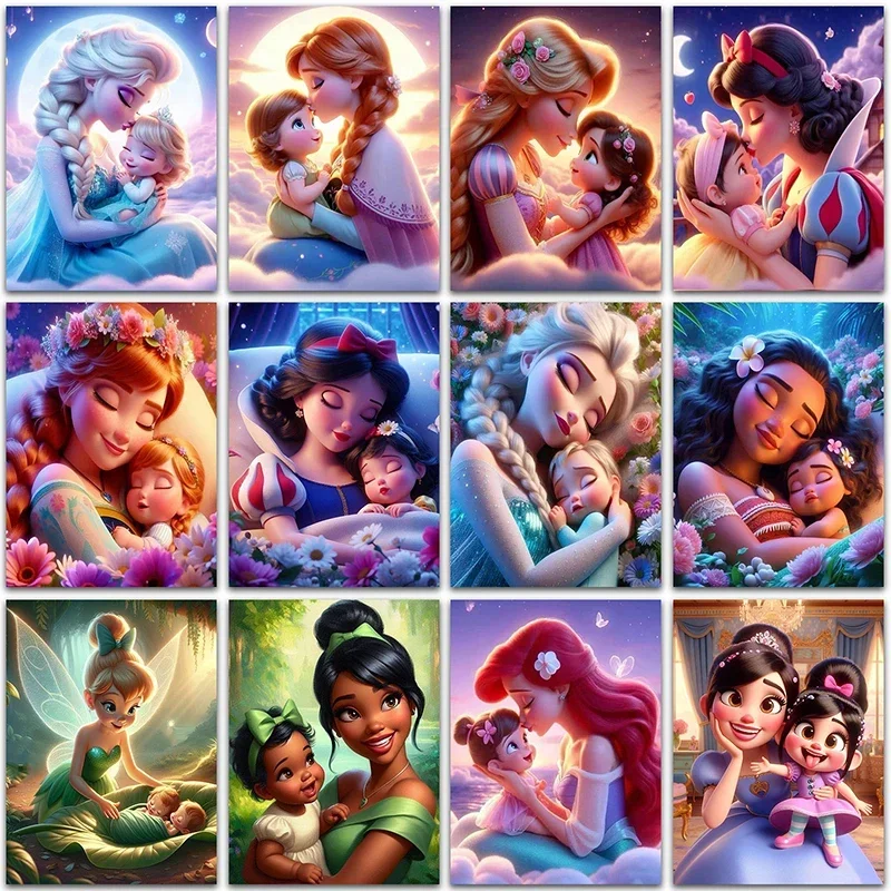 

Disney Princess Diamond Painting kits Baby Frozen Elsa Tinker Bell Full Square&Round embroidery mosaic Cross stitch Home Decor