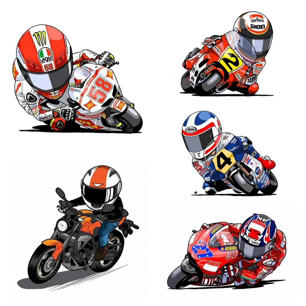 

Fun Anime Motorcycle and Rider Personality CarLaptop Stickers PVC Auto Motorcycle Sunscreen Waterproof Creativity Decals Decor