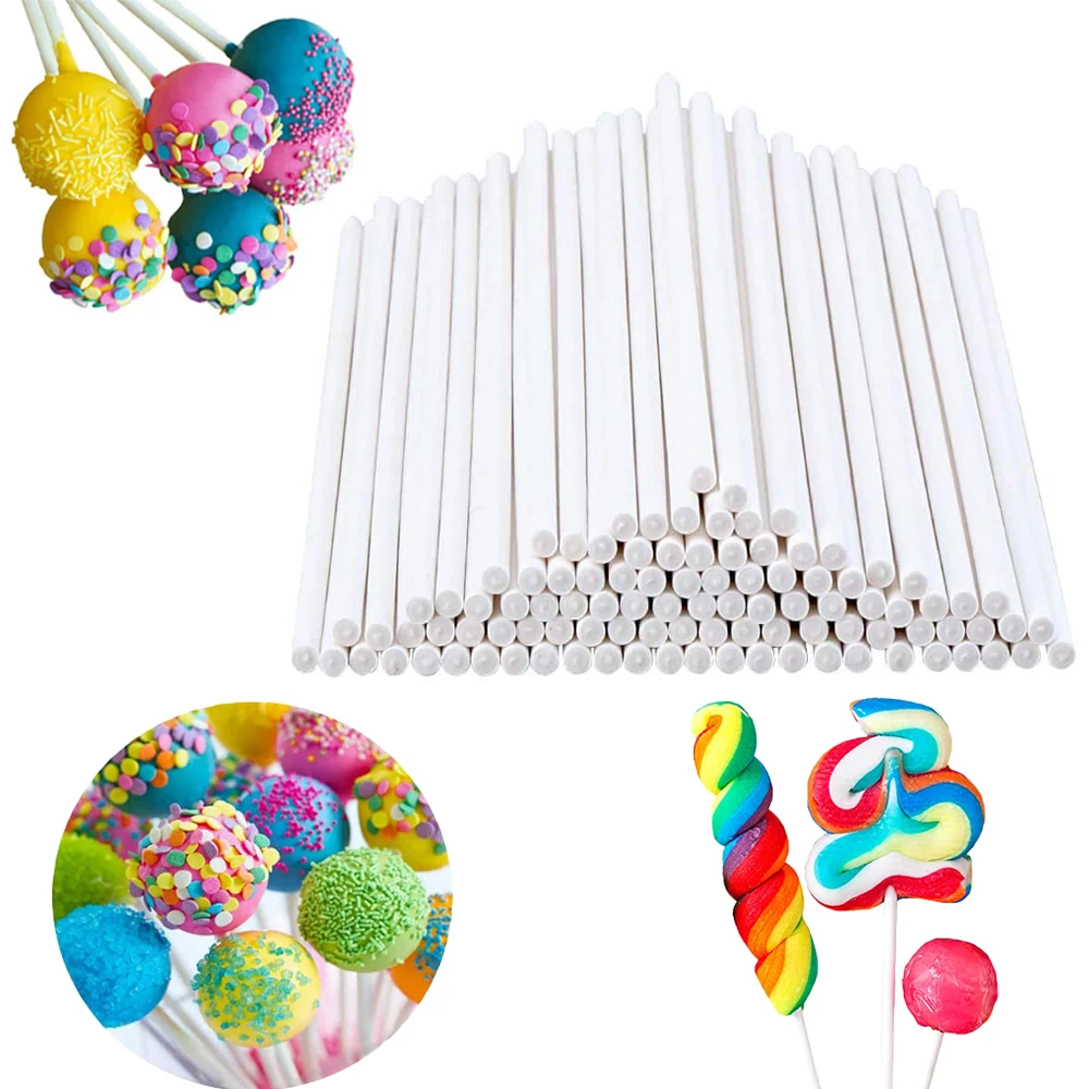 50/100Pcs/set Plastic Lollipop Stick Safe White Cake Pop Sucker Sticks For Chocolate Sugar Candy Lollypop DIY Mold Bakeware Tool