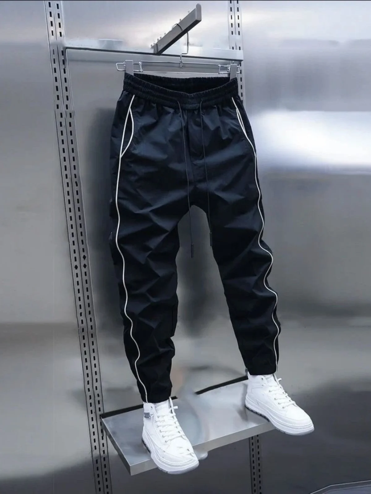 

Летние повседневные брюки из тонкого ледяного шелка, мужские брюки с кондиционером Qui Dry, свободный крой, молодежные энергетические брюки