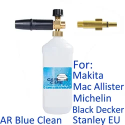 Car Foam Wash Snow Foam Lance Pressure Washer Foam Nozzle for Makita Mac Allister Michelin Black Decker Stanley AR Blue Clean