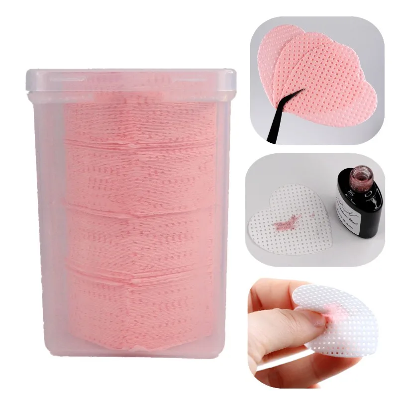 Lingettes en coton non pelucheuses pour dissolvant de vernis à ongles, papier nettoyant pour pointes de gel UV en forme de cœur, outils de livres de vernis N64.200 pièces