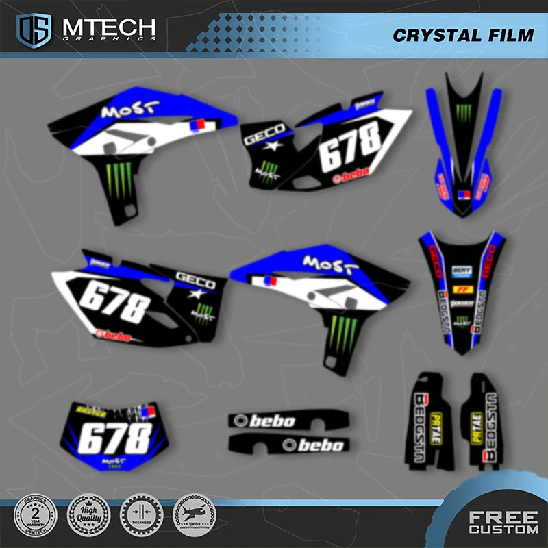 مجموعة ملصقات خلفية رسومات الدراجات النارية من DSMTECH لياماها WRF450 2012 2013 2014 2015 003