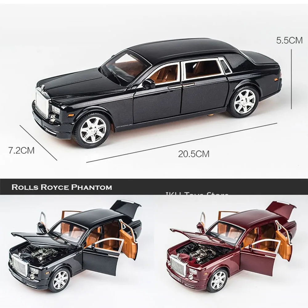 1:24 Rolls-royce Phantom Cullinan Model Toy Cars Alloy Diecast Sound Light Doors Opened Pull Back Ornament Vehicles Kids Gifts