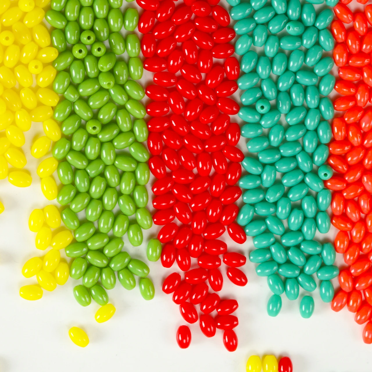 4X6mm Solid Color Green Oval Glass Rice Spacer Beads 100/200/400/800pcs Loose Beads for Bracelet DIY Jewelry Matching