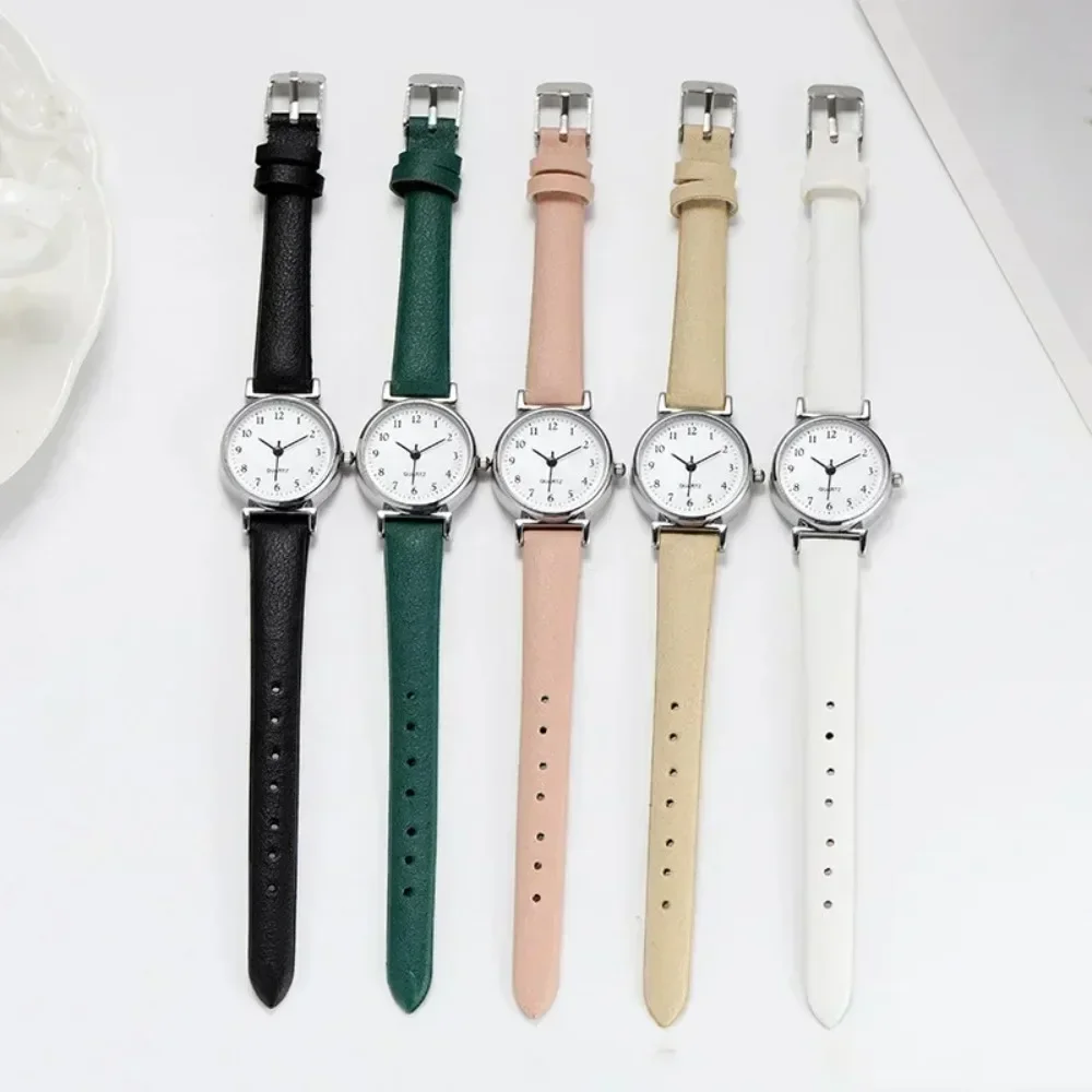 Relojes sencillos para mujer, relojes de pulsera de cuarzo con esfera pequeña, relojes para niñas, reloj de cuero, regalo Часы Muuже Нару Khu Montre Femme Relógio