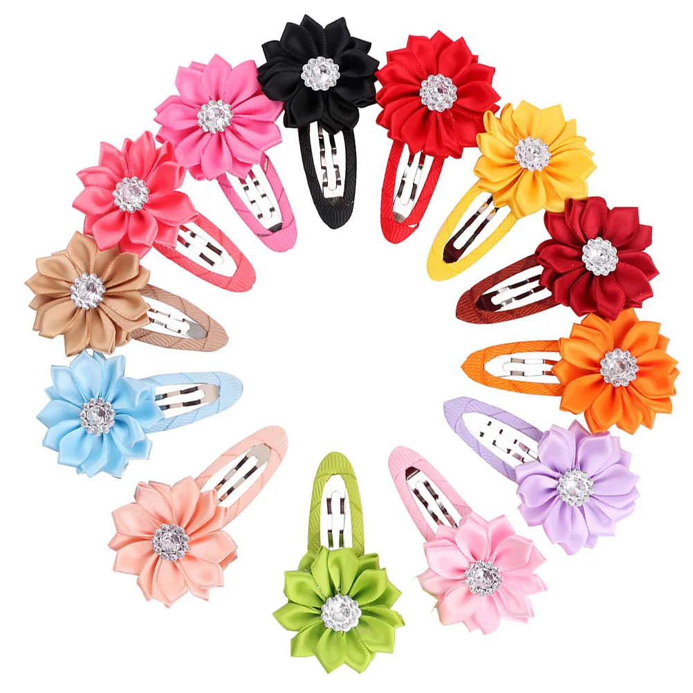 12 pçs crianças grampo de cabelo flor colorida hairpin doce design acessórios para meninas do bebê presente rabo de cavalo franja crianças hairpin