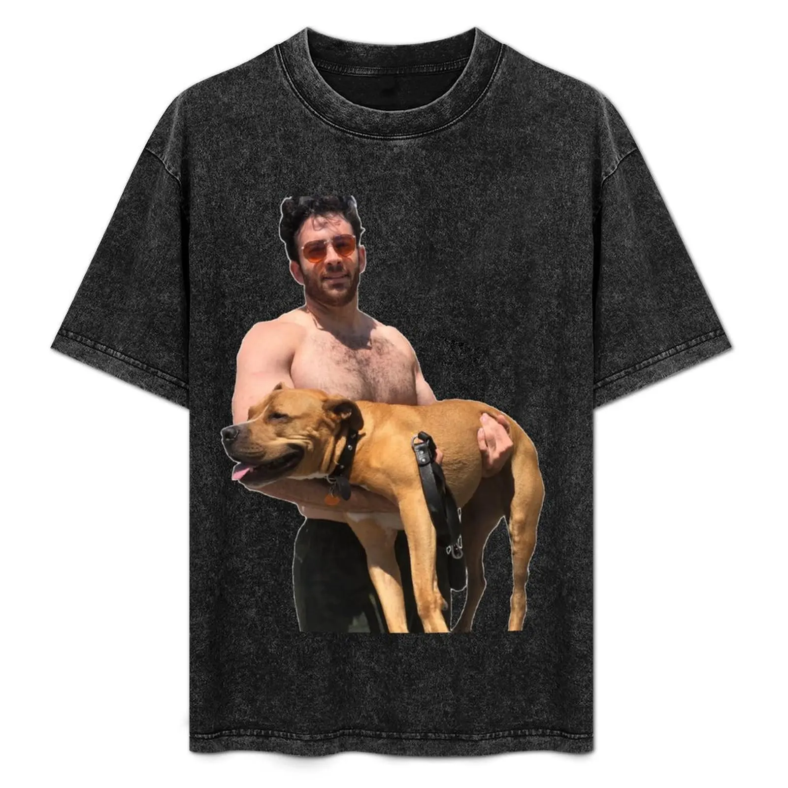 

Hasan Piker and happy dog. T-Shirt cotton t shirt pack man t shirt cotton T-Shirt