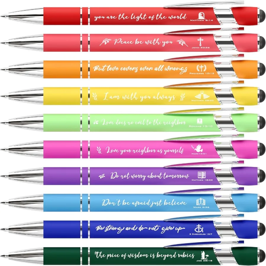 

Christian Pens 2in1 Stylus Inspiratiol Bible Vee Pens Bulk Christian Gifts for Men Women Appreciation Gifts for Coworke Smooth