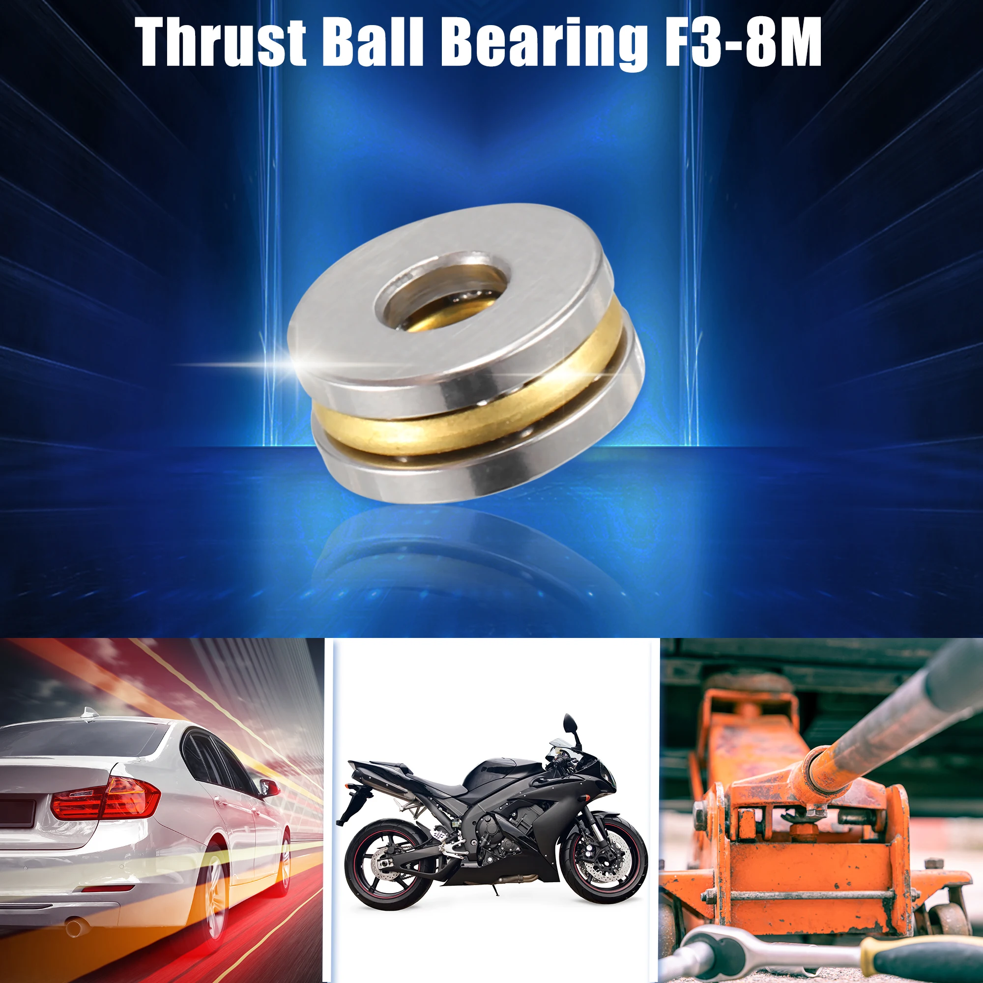 Motoforti F3-8M F5-10M F7-17M F8-16M F9-20M F10-18M F12-23M Thrust Ball Bearing Single Row Roller with Copper Washers 3-in-1