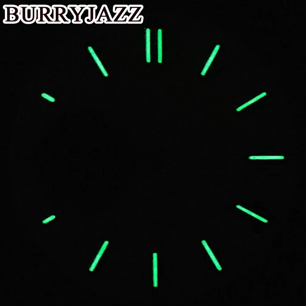 BURRYJAZZ 28,5 mm Sin logotipo NH38 Plata Negro Verde Esfera Verde Esfera luminosa