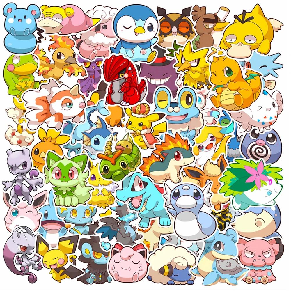 Kawaii Pokémon Anime Graffiti Adesivos para Crianças, Bonito Pikachu Adesivo Dos Desenhos Animados, Presente Brinquedo DIY, Papelaria Laptop, Decalques Telefone, 10 Pcs, 30 Pcs, 50Pcs