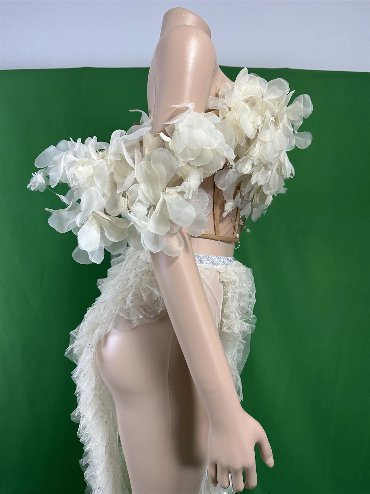 Flower Ruffle Drag Queen Costume Straps Tops Split Skirts Cheerleading Nights Out Dressy Design