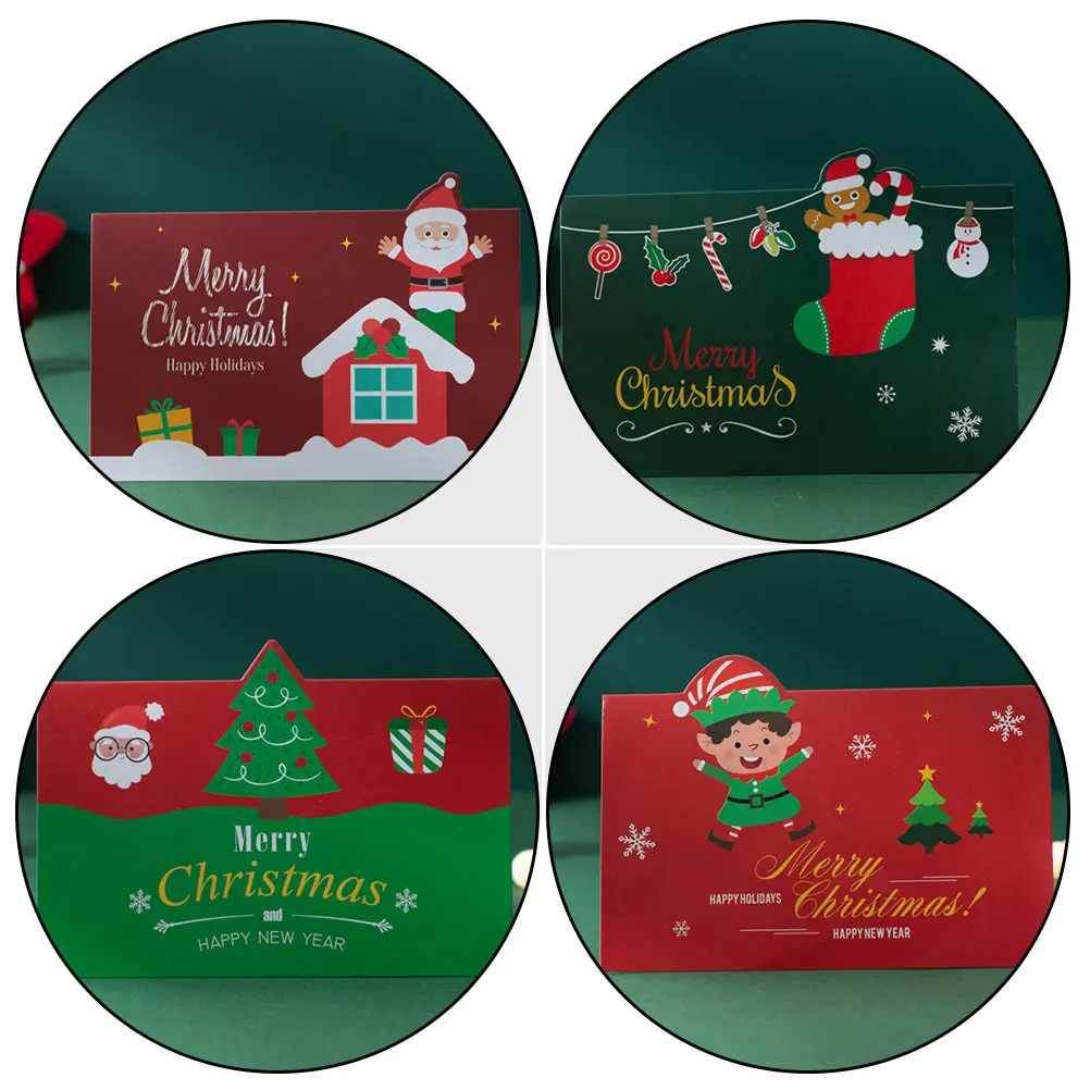 10 Sets Xmas Thank Cards Blessing Cards Material Lover Friends Festival Gift Christmas Greeting Envelopes