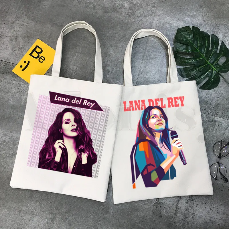 Lana Del Rey Harajuku Ullzang Aesthetics Unisex Handbags Custom Canvas Tote Bag Daily Use Reusable Travel Casual Shopping Bag