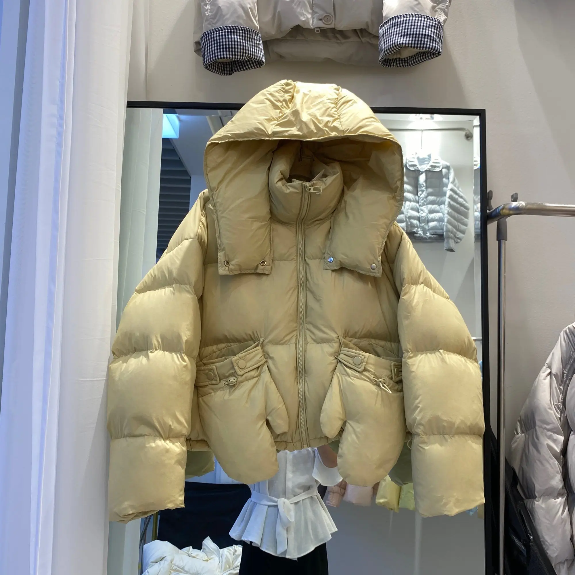 

2025 Winter New Women's Down Jacket Commuter Hoodie White Duck Down Glove Jacket