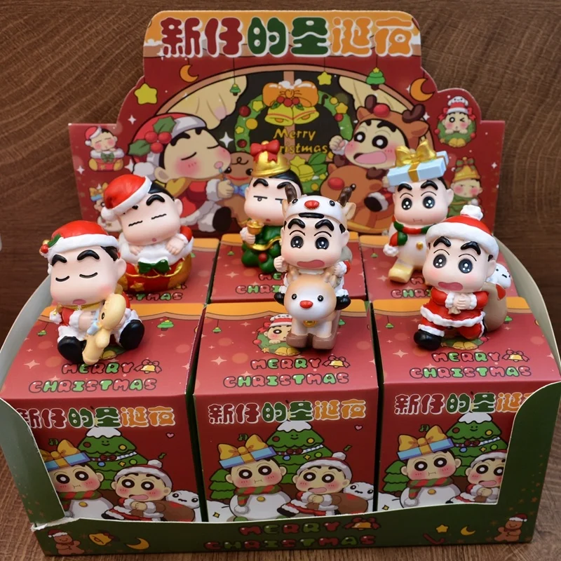 Crayon Shin Chan Kerst Gezamenlijke Blind Box Crayon Shin Chan Kerstavond Handgemaakte Blind Box Speelgoed Kan worden gegeven Cadeau aan kinderen