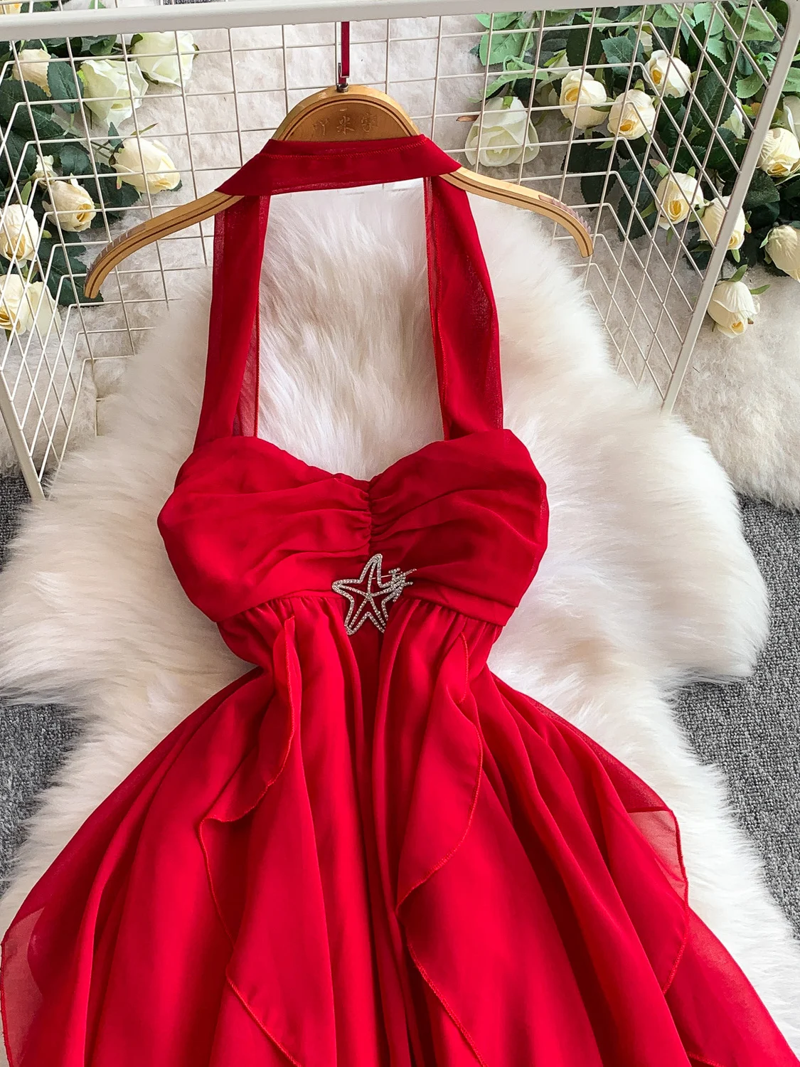 섹시한 발레 스타일 롱 드레스 여성 여름 슬림 A라인 스커트 비치 바캉스 하이웨이스트 벨 슬리브